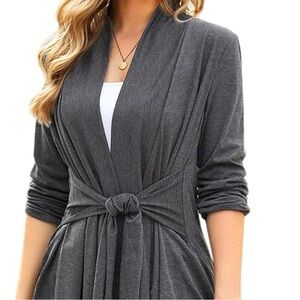 Stylish Gray Knotted Cardigan